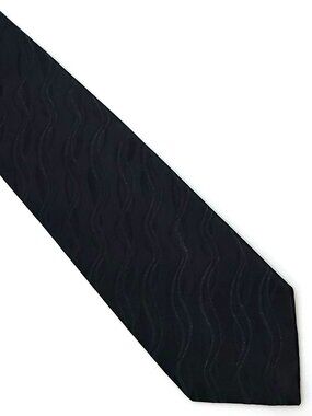 Pallini Black Wavy Striped Handmade Italy Polyester Tie Necktie 3.5 x 58